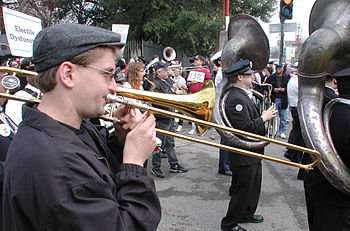 Brass band at "Jazz Funeral for Democracy...